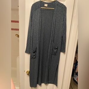 Soma Gray Ribbed Long Cardigan